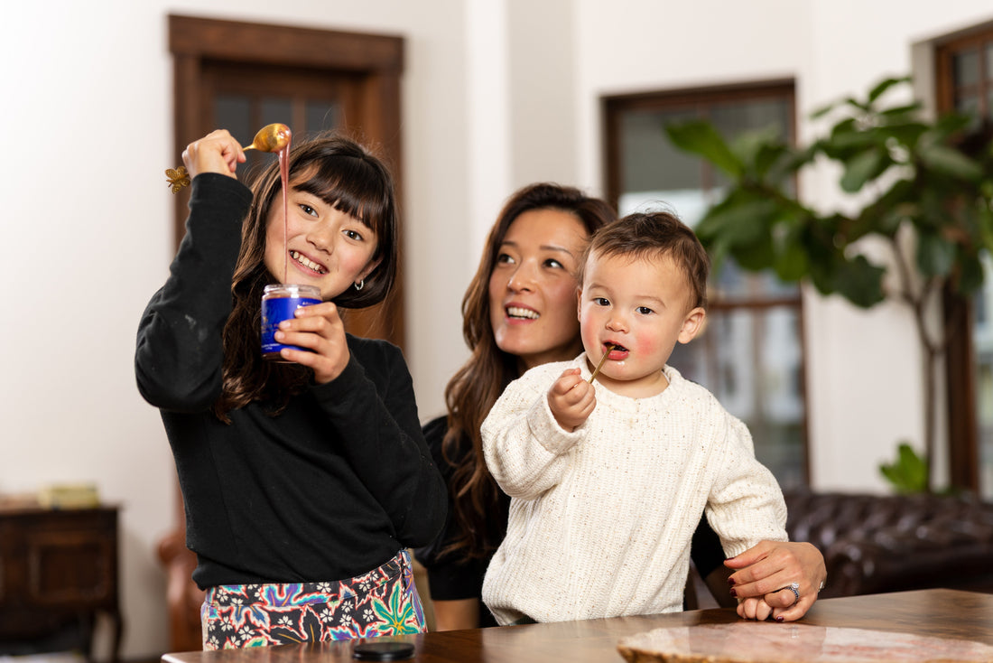 ZSAZA founder Danhee Bhakta with her family in Vermont — the story behind ZSAZA honey-based immune support for children